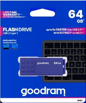 GOODRAM Pendrive UME3 64 GB USB 3.2 Niebieski
