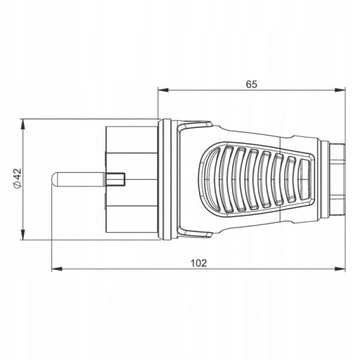 WTYCZKA Z BOLCEM UNI-SCHUKO GUMOWA JEDNOFAZOWA Taurus2 16A 2P+Z 230V IP54