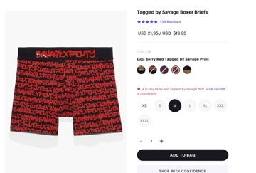 B4* Savage X Fenty Tagged Boxer Briefs XS