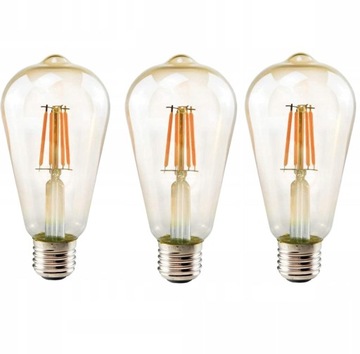 3x ŻARÓWKA EDISON E27 ST64 4W 2700K ZŁOTA LED