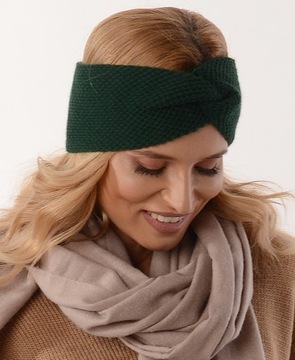 БОХО Женский ободок на зиму - Бутылочно-зеленый О3