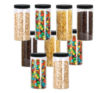 Пластиковая банка-контейнер для макарон 1,5л 1500мл х 9 с крышкой для пищевых продуктов