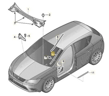 LEON III LIŠTA OKNO ČELNÍ LEVÝ OE 5F0854541