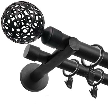 KARNISZ METALOWY CZARNY PODWÓJNY LOFT FI 25+19mm / 110cm RÓŻNE WZORY