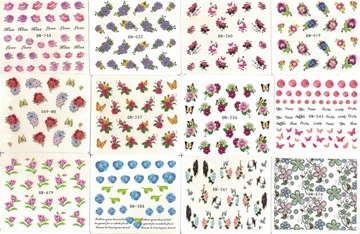 Водные наклейки для ногтей 10 листов Mix Patterns