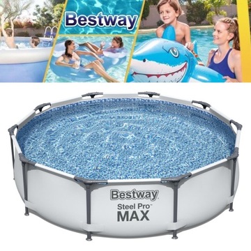 BASEN STELAŻOWY SOLIDNY OGRODOWY RODZINNY 305x76cm BESTWAY 56406 + GRATIS