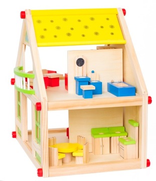 ДЕРЕВЯННЫЙ КУКОЛЬНЫЙ ДОМ, большой, двухэтажный, + мебель