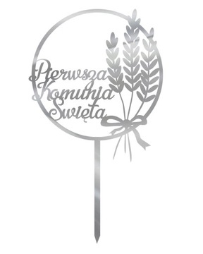 Topper Pierwsza Komunia Święta- srebrny TKS-15