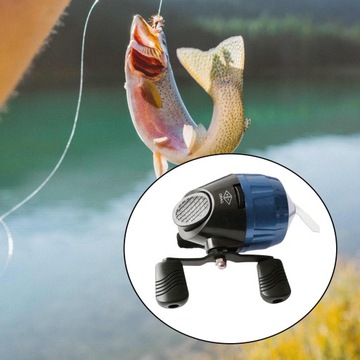 Рыболовная катушка с синей одинарной ручкой, кнопочный дизайн лески