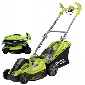 ЭЛЕКТРИЧЕСКАЯ КОСИЛКА RYOBI 36см 1500Вт 5-СТУПЕНЧАТАЯ РЕГУЛИРОВКА RLM15E36H КОРЗИНА 45Л