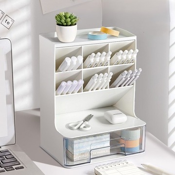 НАСТОЛЬНЫЙ ОРГАНАЙЗЕР СТОЛ-ОРГАНИЗАТОР ДЛЯ ХРАНЕНИЯ РУЧОК, БЕЛЫЙ