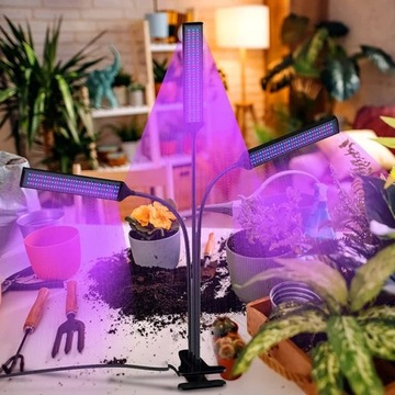 LAMPA LED GROW LIGHT UPRAWY WZROSTU ROŚLIN 3x PANELE 72 DIODY LED TIMER USB