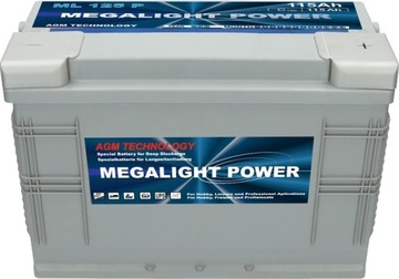 Аккумулятор MEGALIGHT AGM 115 Ач ДВИГАТЕЛЬ ДЛЯ ЛОДКИ ДЛЯ КЕМПА