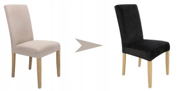 НАБОР ИЗ 6 ШТ. Чехлы НА СТУЛ, ЧЕРНЫЙ ЭЛАСТИЧНЫЙ БАРХАТ, ТОЛСТЫЙ