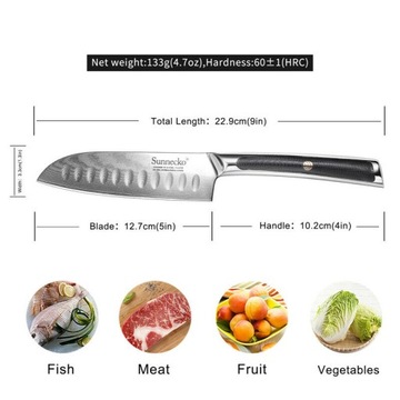 Японский нож SANTOKU SUNNECKO ELITE 13 DAMAST VG10