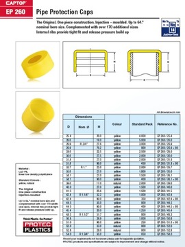 Заглушки для труб, защитные колпачки EP 260 21,3 - 1000 шт.