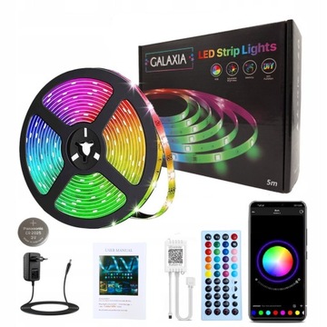 TAŚMA LED 5M Ledy 5050 Listwa 230v 12v PILOT Z ZASILACZEM BLUETOOTH