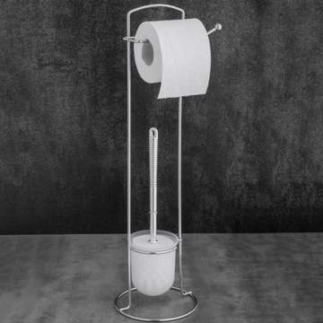 СЕРЕБРЯНАЯ ЩЕТКА ДЛЯ ТУАЛЕТА - БЕЛАЯ ПОЛОЧКА ДЛЯ ТУАЛЕТНОЙ БУМАГИ