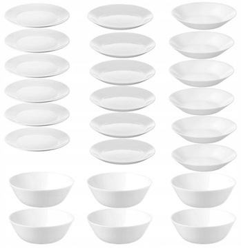 Сервиз IKEA OFTAST ТАРЕЛКИ 24 шт белое стекло + БОНУСНЫЕ СТАКАНЫ РЕКО