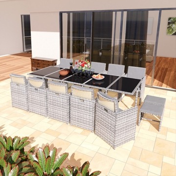 VEGAS MEBLE OGRODOWE POLYRATTAN 9 el. CZARNY