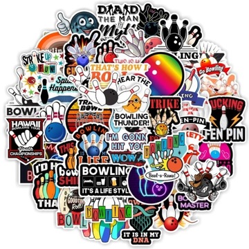 NAKLEJKI WLEPKI NA ROWER WALIZKE MIX BOWLING 50szt