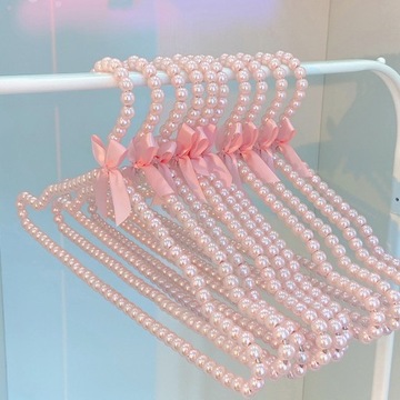 3ks Plastik Wieszak Na Ubrania Pearl Bow, Pink