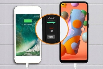 ZASILACZ KOSTKA ŁADOWARKA DO TELEFONU 33W PD QC Z MOCNYM KABLEM NYLON 5W1