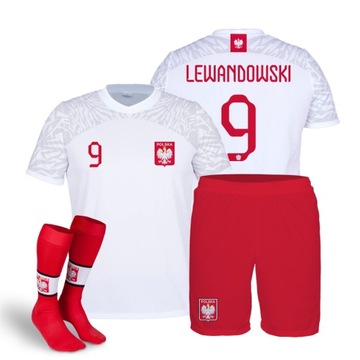 LEWANDOWSKI POLSKA B STRÓJ KOMPLET ROZMIAR 122 + GETRY