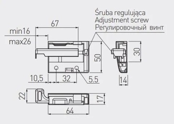 Мебельная подвеска для шкафов STRONG P+L 130кг GTV