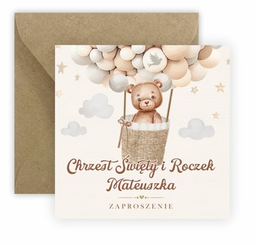 ZAPROSZENIA NA CHRZEST I ROCZEK + IMIĘ + KOPERTA