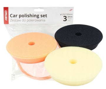 Zestaw gąbek do polerowania polerskich 3 szt. GĄBKI POLERSKIE AMIO-03708