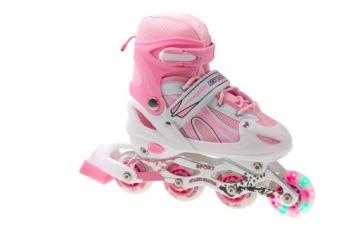 РОЛИКОВЫЕ КОНЬКИ РЕГУЛИРУЕМЫЕ РОЛИКЫ РОЗОВЫЕ КОЛЕСО СВЕТОДИОДНЫЕ КОЛЕСА 34-37