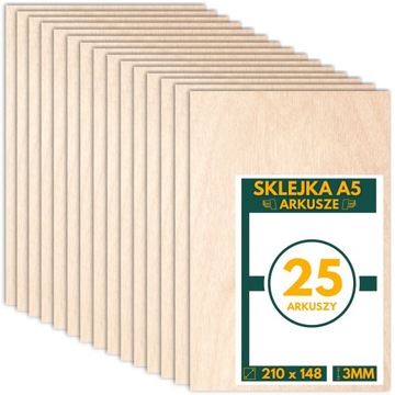 SKLEJKA 3MM DO LASERA KLASA 1/2 FORMATKA A5 25 SZTUK