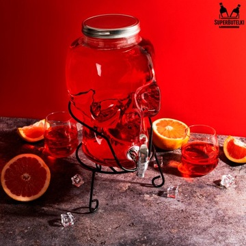 Стеклянная банка с 5L кран для лимонадного сока дистрибьютора водяного черепа