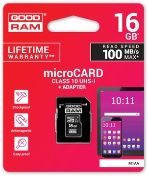 КАРТА ПАМЯТИ microSD GOODRAM UHS1 CL10 16 ГБ