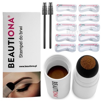 ZESTAW STEMPEL PUDER DO BRWI DARK BROWN + SZABLONY