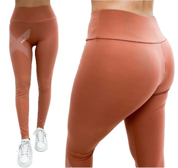 LEGGINSY sportowe Napisy nadruk Wygodne L/XL