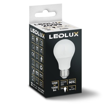 Светодиодная лампа Е27 10Вт = 100Вт SMD 6000К холодная Premium LEDLUX не мигает