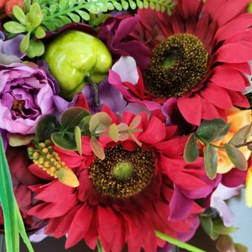 Весенне-летний венок, ПОДСОЛНУХИ, разноцветный джут на дверь, цветы СЕРДЦЕ