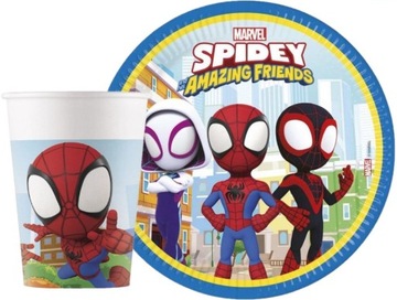 ZESTAW KUBKI TALERZYKI AVENGERS SPIDERMAN 16szt