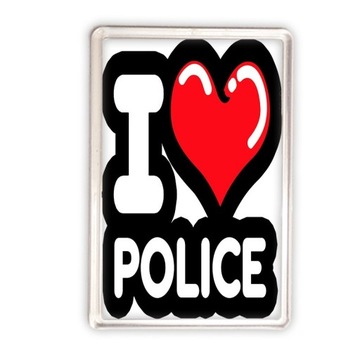 magnes akrylowy kocham Police