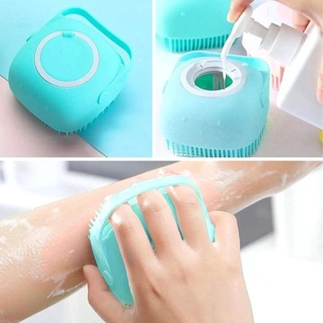 СИЛИКОНОВАЯ ЩЕТКА ДЛЯ МЫТЬЯ СОБАК И КОШЕК С ДОЗАТОРОМ ДЛЯ ШАМПУНЯ