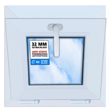 Okno STANDARD PCV białe 45x45 uchylne 450x450 uchylane górą dwuszybowe