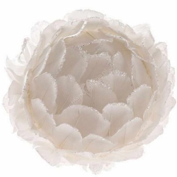 Zawieszka Kwiat z piór biały 6,5cm