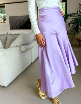 ФИОЛЕТОВАЯ АТЛАСНАЯ ЮБКА МИДИ