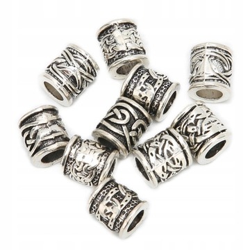 h-10шт бусины для бороды викингов, античный сплав