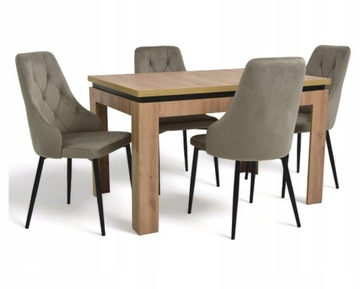 4x Krzesło tapicerowane fotelowe + stół rozkładany 80x120/160 cm KOLORY