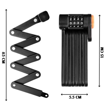 БОЛЬШОЙ ВЕЛОСИПЕДНЫЙ ЗАМОК, СКЛАДНОЙ КОМБИНИРОВАННЫЙ ЗАМОК, ЗАКАЛЕННАЯ АБС-СТАЛЬ