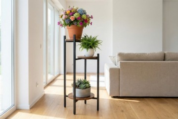 СТАНДАРТ FLOWER METAL FLOWER STANDER OAK RUSTIC LOFT 80 см