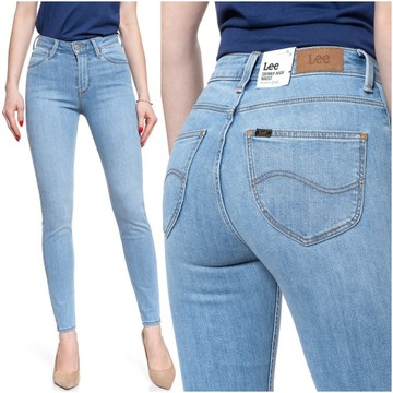 DAMSKIE SPODNIE JEANSOWE LEE SCARLETT HIGH RURKI SKINNY FIT BLUE DŻINSY